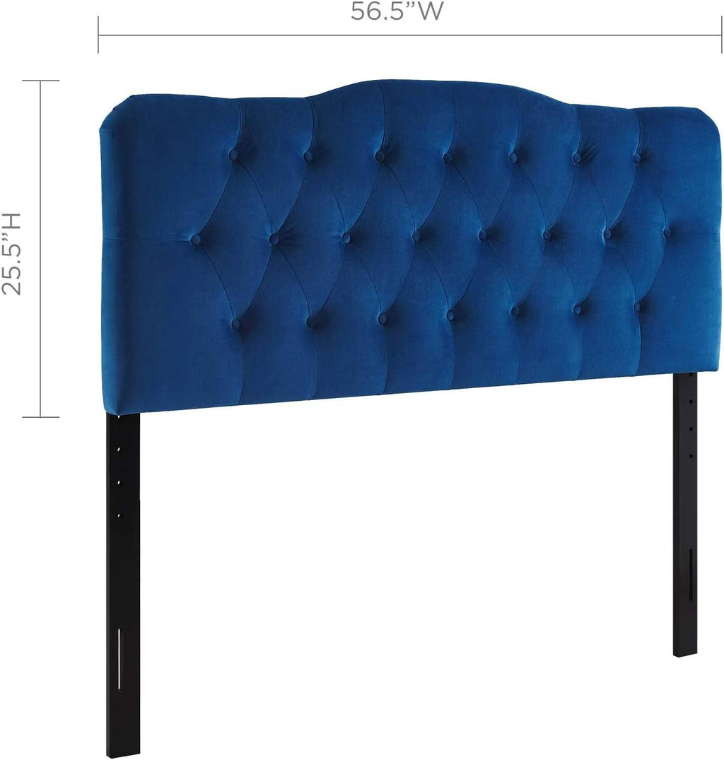 Modway Annabel Diamond Tufted Performance Velvet Full Headboard in Navy