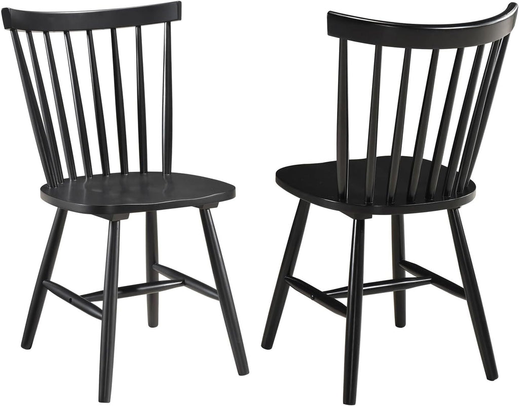 HomeStock Wood Dining Chairs Set of 2 Black Finish Kitchen Side Chairs