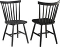 HomeStock Wood Dining Chairs Set of 2 Black Finish Kitchen Side Chairs