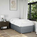 Light Grey Polyester Upholstered Twin XL Bed Frame with Engineered Wood Construction for Modern Bedroom, Breathable Fabric and Easy Assembly Included, 4-Piece Set for Adults