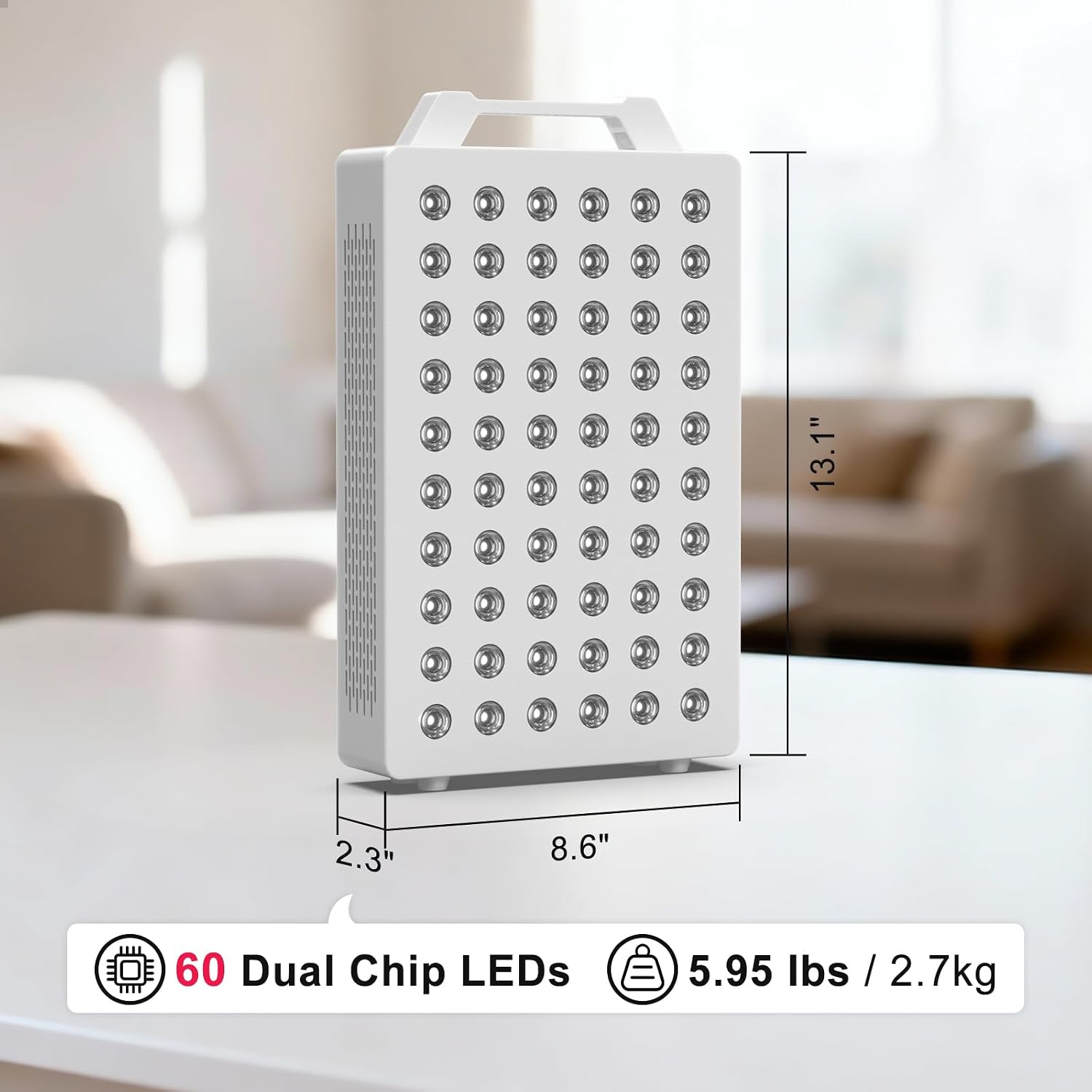 BONTANNY Red Light Therapy, 630/660/810/830/850nm 5 Wavelengths Red Near Infrared Light Device with 60 Dual Chip Clinical Grade LEDs, Remote Control, Timer for Face, Body, Pain Relief, BO-300 (White)