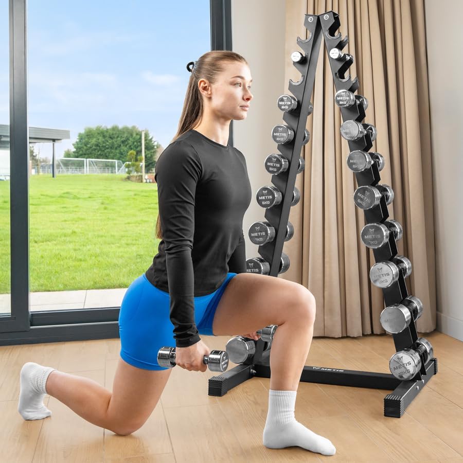 METIS Chrome Dumbbell Weights [Pair] - Pair of Dumbbell Hand Weights [2lb - 22lb] | Exercise & Fitness Dumbbells | Steel Weights Dumbbells Set | Strength Training Equipment