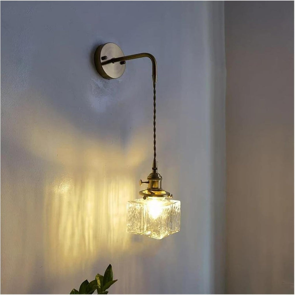 Wall Sconces, Glass LED Bathroom Mirror Light Copper Home Indoor Lighting Luminaria Bedroom Living Room Nordic Modern Wall Lamp Sconce(B)