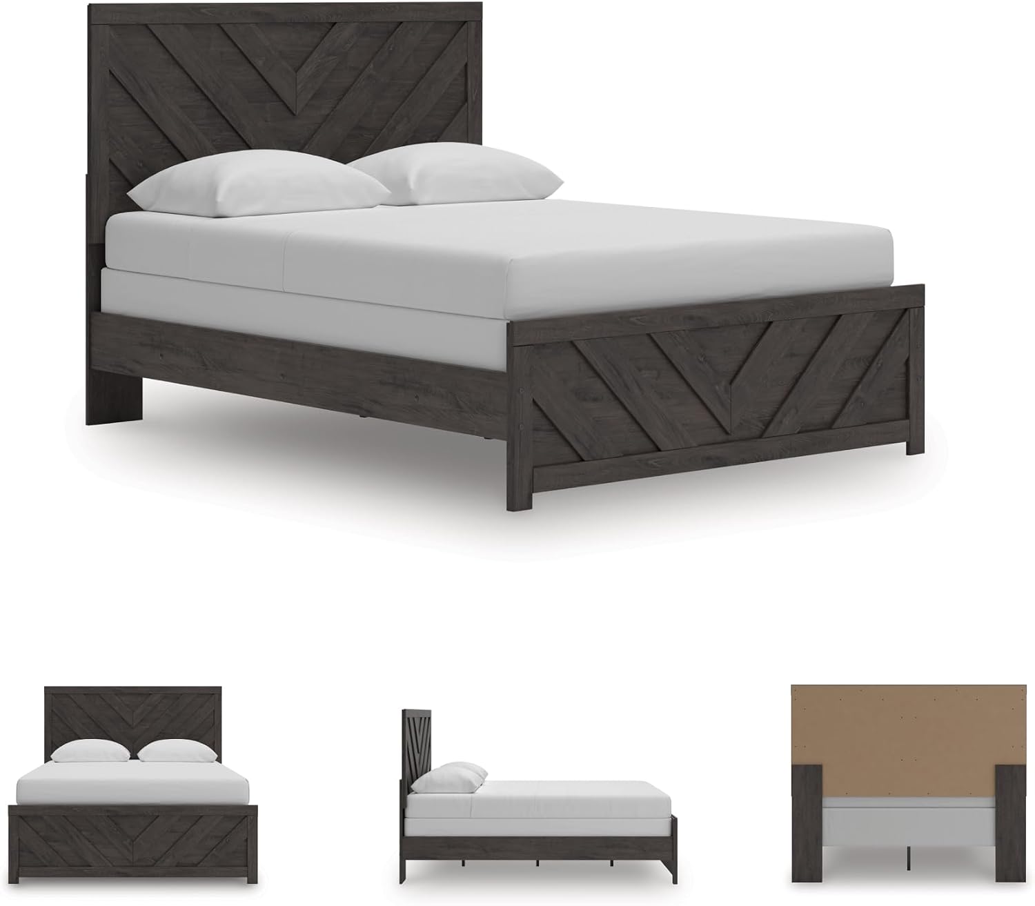 Signature Design by Ashley Prendonea Farmhouse Queen Panel Bed, Foundation or Box Spring Needed, Gray