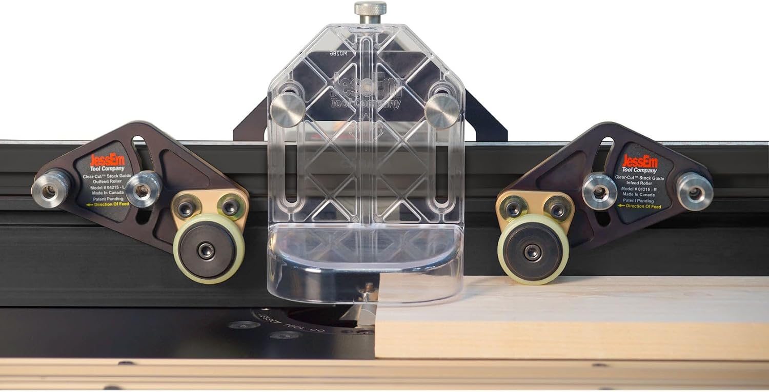 JessEm 04215 Clear-Cut Precision Stock Guides with Dual Roller Hold-Down System for Router Table Fences