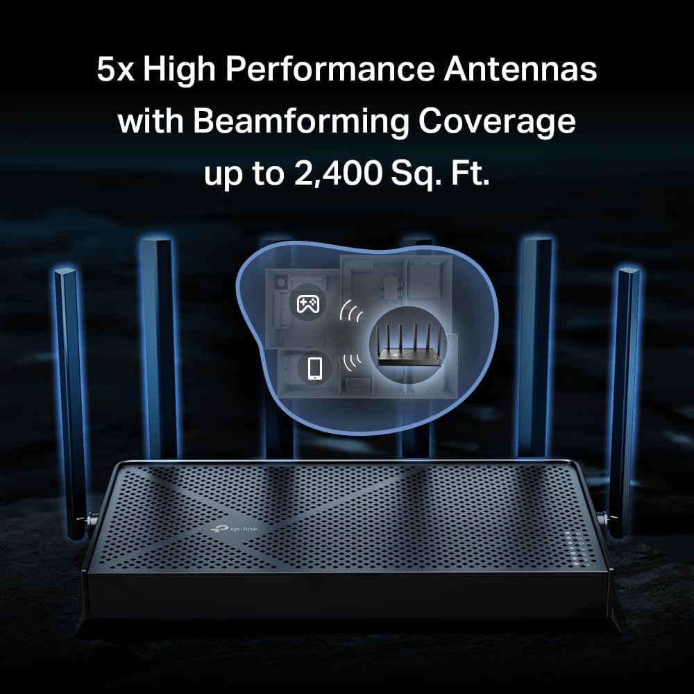 TP-Link Dual-Band BE5000 WiFi 7 Router Archer BE260 | 5-Stream 5Gbps | 1×2.5G WAN+1×2.5GLAN+3×1G Ports, USB 3.0 | 5 External Antennas | VPN Clients & Server | Easy-Mesh, HomeShield, MLO, Private IOT