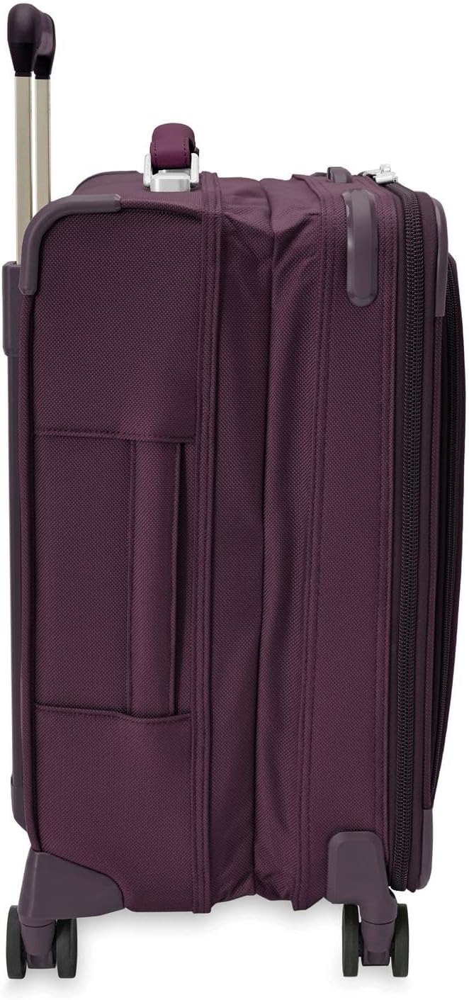 Briggs & Riley 21' Global Carry On Expandable Spinner - Luggage for International Travel, Suitcases with Wheels, Softside Rolling Bag for Men & Women, Self-Repairing Zipper - Baseline Collection, Plum