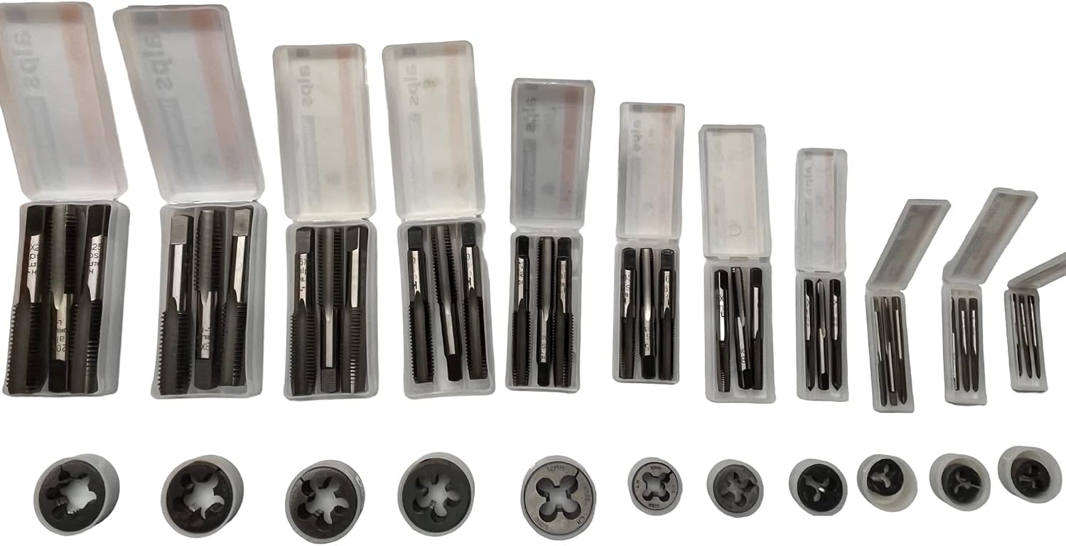 Metric Tap Die Set Left Hand - M3x0.5mm /M4x0.7mm/M5x0.8mm/M6x1.0mm/M8x1.25mm/M10x1.5mm/M12x1.75mm/M14x2.0mm/M16x2.0mm/M18x2.5mm/M20x2.5mm