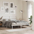 King Bed Frame White Metal Platform Bed Frame with Storage Space Modern Rectangular Design for Bedroom