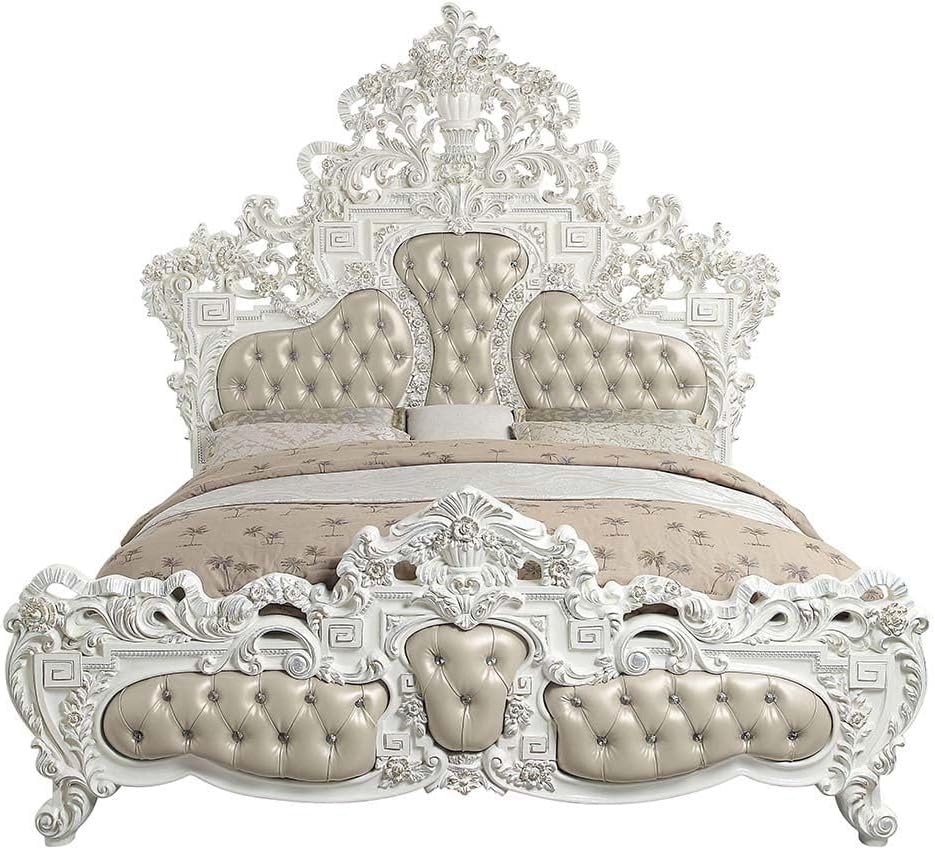 Aldora Elegant Anqtique White Formal Bed