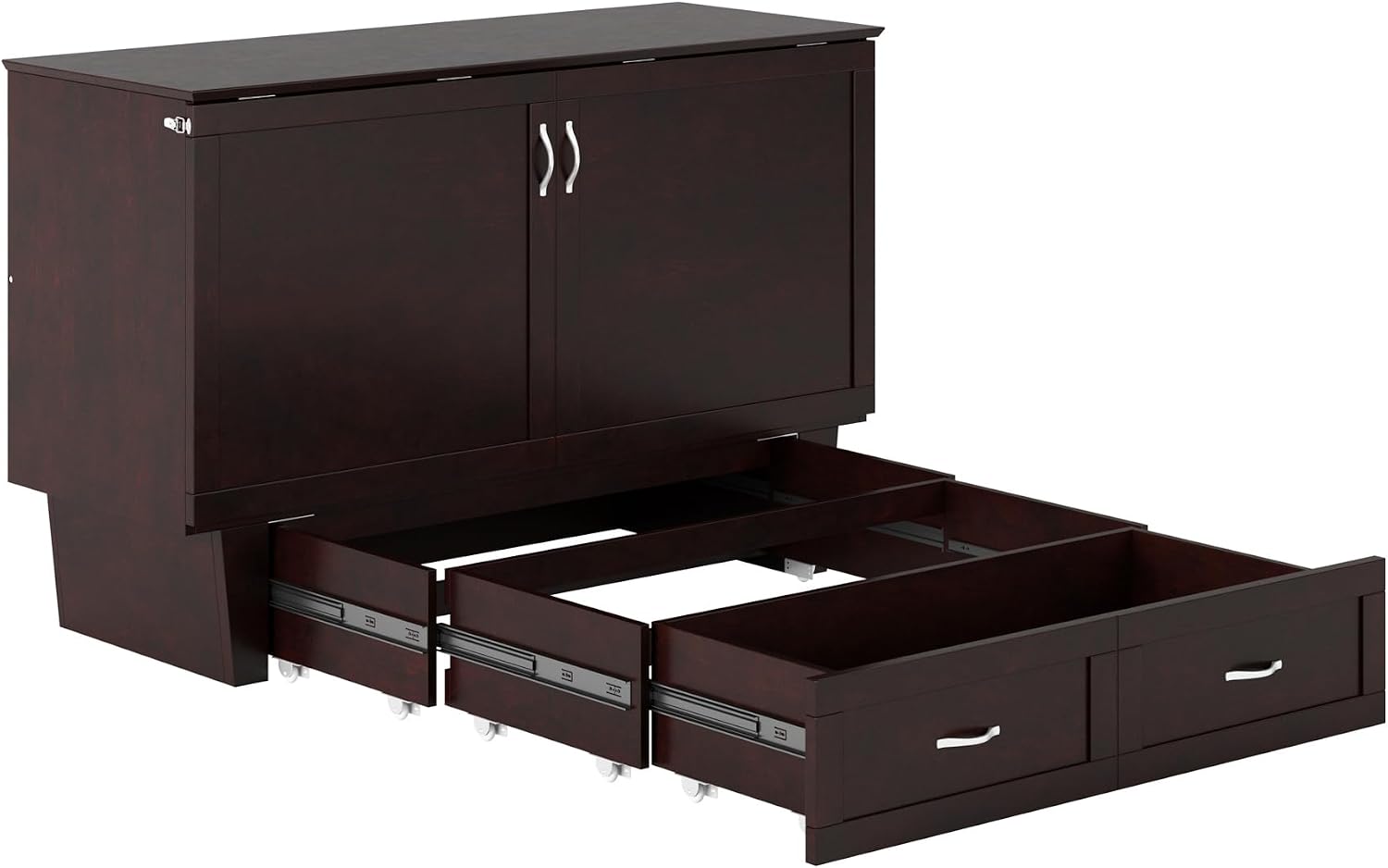 AFI, Monroe Queen Murphy Bed Chest with 6' Mattress, Storage Drawer & Built-in USB Charger, Espresso