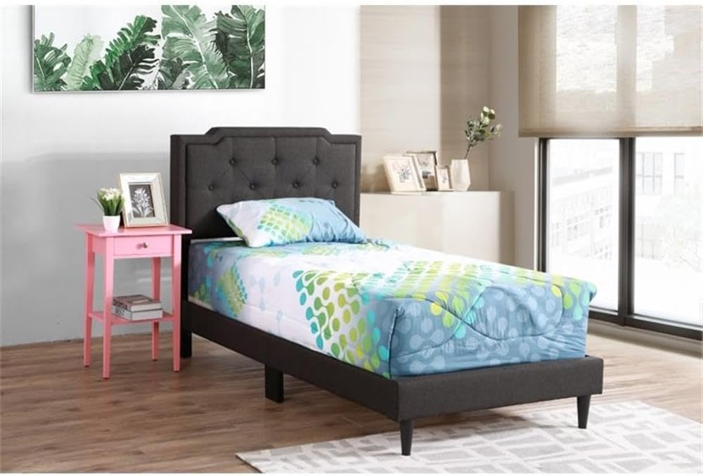Glory Furniture Deb Fabric Upholstered Twin Bed in Black
