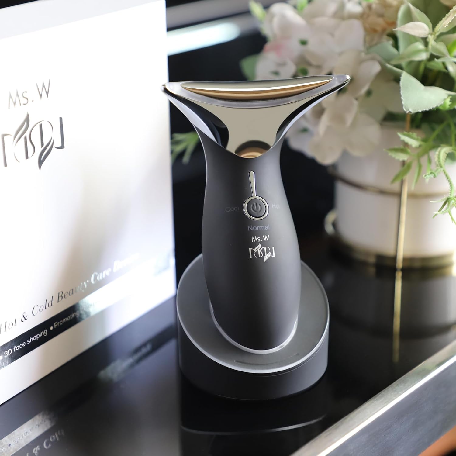 Ms.W Red Light Neck Face Massager, Facial Massager with Hot & Cold Modes for Skin Care, Vibration for Skin Tightening and Rejuvenation