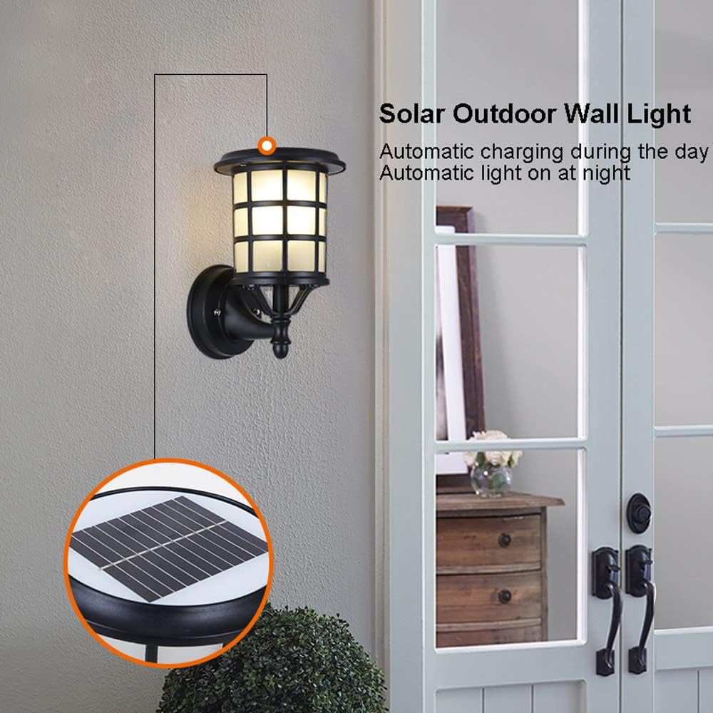 Solar Outdoor Wall Lantern Victoria Outside Porch Light, Exterior Wall Sconce with Remote Control, IP65 Waterproof Wall Mounted Lamps for House Garage Garden