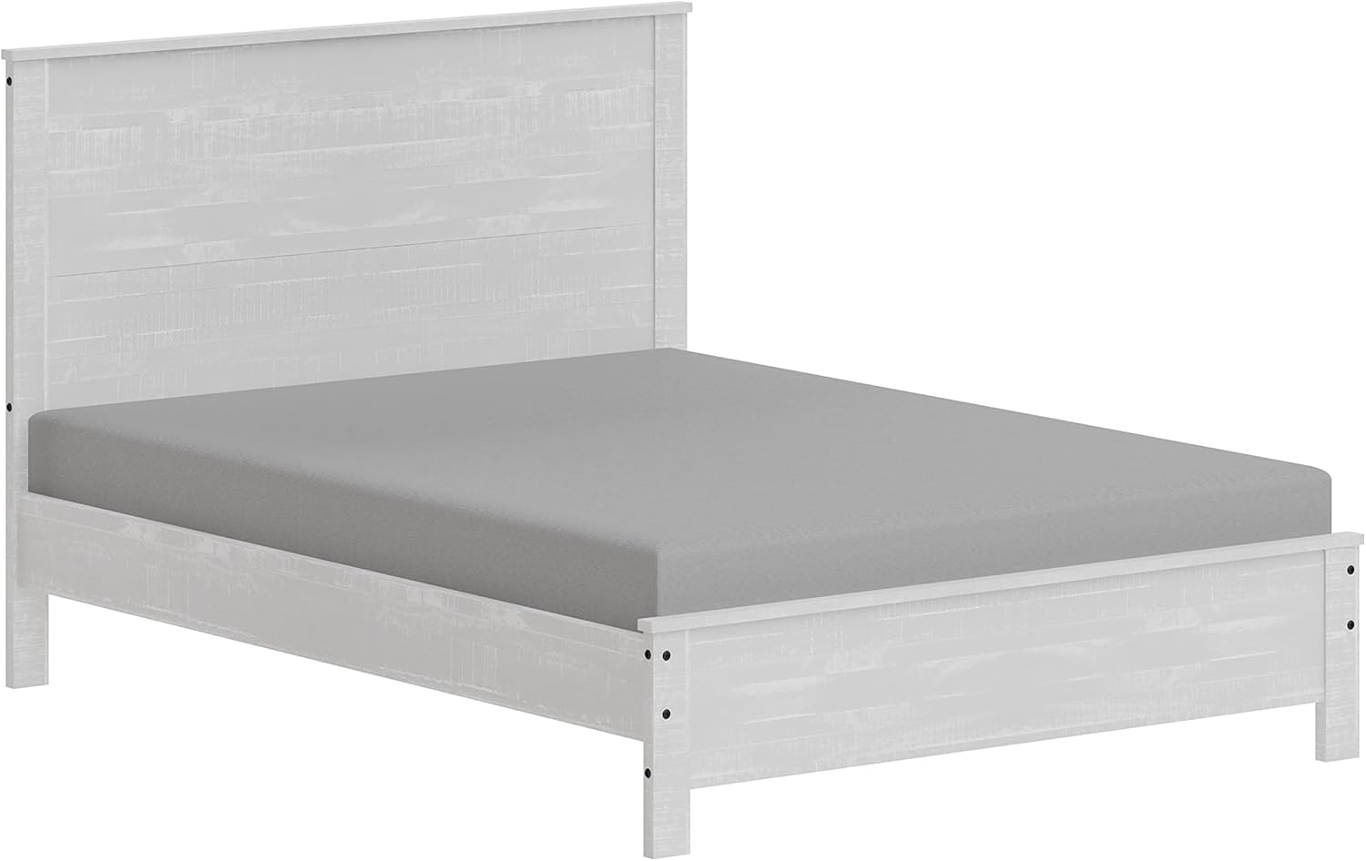 3 Pcs Twin Bed Set, Heavy Duty Solid Wood Twin Size Bed e with Bedside Table Set of 2, White