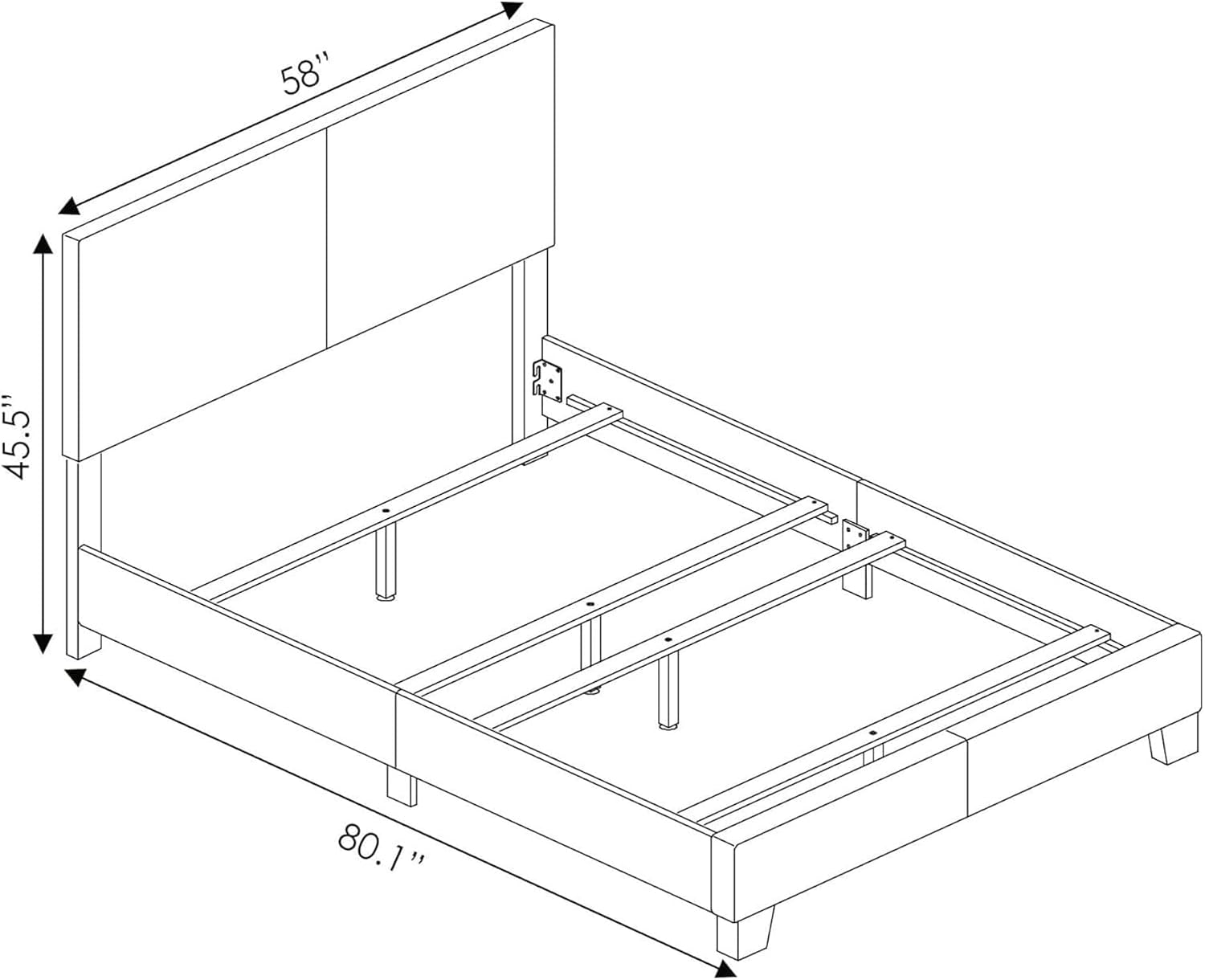 Upholstered Bed Frame Full Size, Modern Platform Bed with PU Leather Headboard & Wood Slat Support, Easy Assembly, Sturdy Bedroom Furniture (White)