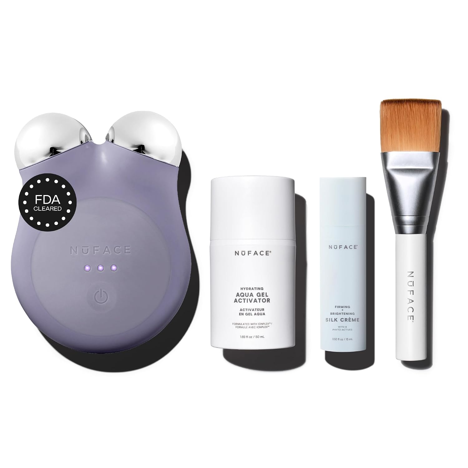 NUFACE MINI+ Facial Sculpting Tool - Microcurrent Face Massager Device for Skin Tightening, Contouring, Depuffing & Toning + Lymphatic Drainage & Activator Gel, Violet Dusk