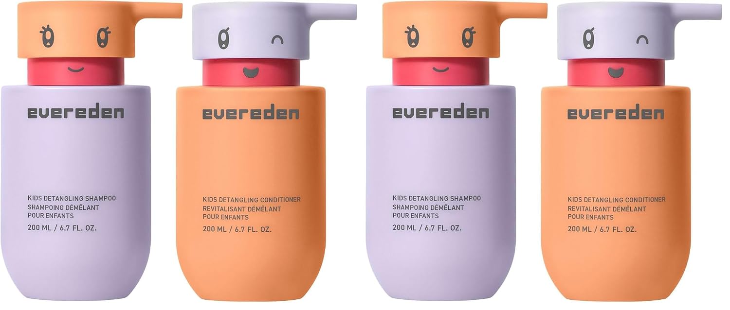 Evereden Kids Haircare Set: Hair Detangling Shampoo & Conditioner for Children Ages 3+, Plant Protein Peptides & Argan Oil, Vegan, Free from Sulfate, Paraben, Phthalate & Petrolatum (Pack of 2)