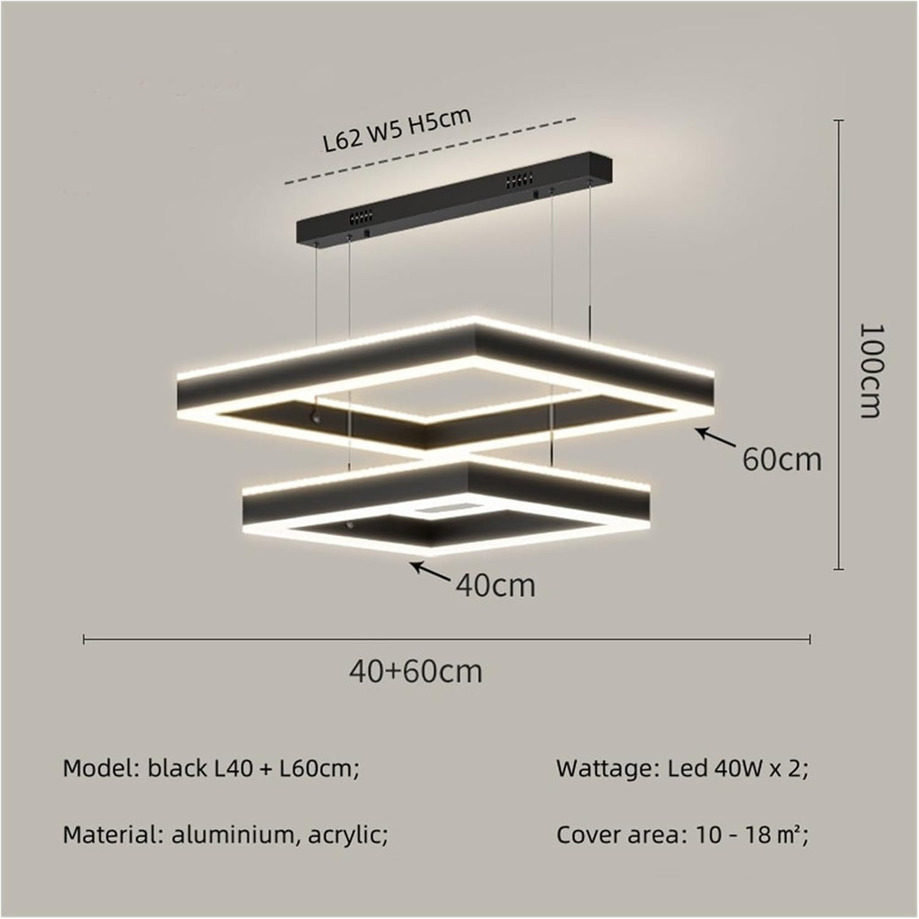 Chandelier, Nordic Minimalism Oval Led Pendant Light Dining Room Hanging Lamp Bar Droplight Home Decor Suspend Luminarias Lamparas(Black 40 60cm,Cold White)