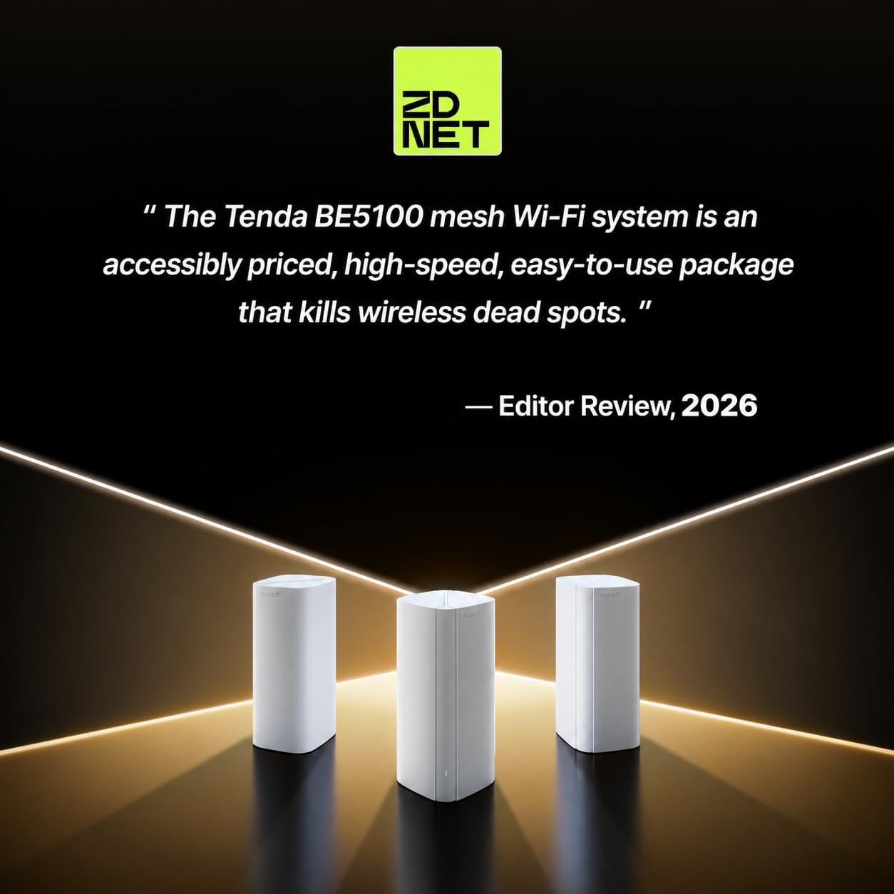 Tenda BE5100 WiFi 7 Mesh WiFi System – Dual-Band Whole-Home Coverage (6,600 Sq. Ft.), 1×2.5G + 2×1G Gigabit Ports, MLO & Ethernet Backhaul for Seamless Roaming, EasyMesh & VPN Ready- ME6 Pro (3-Pack)