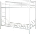 Walker Edison Elodie Urban Industrial Twin Over Twin Metal Bunk Bed, Twin Over Twin, White