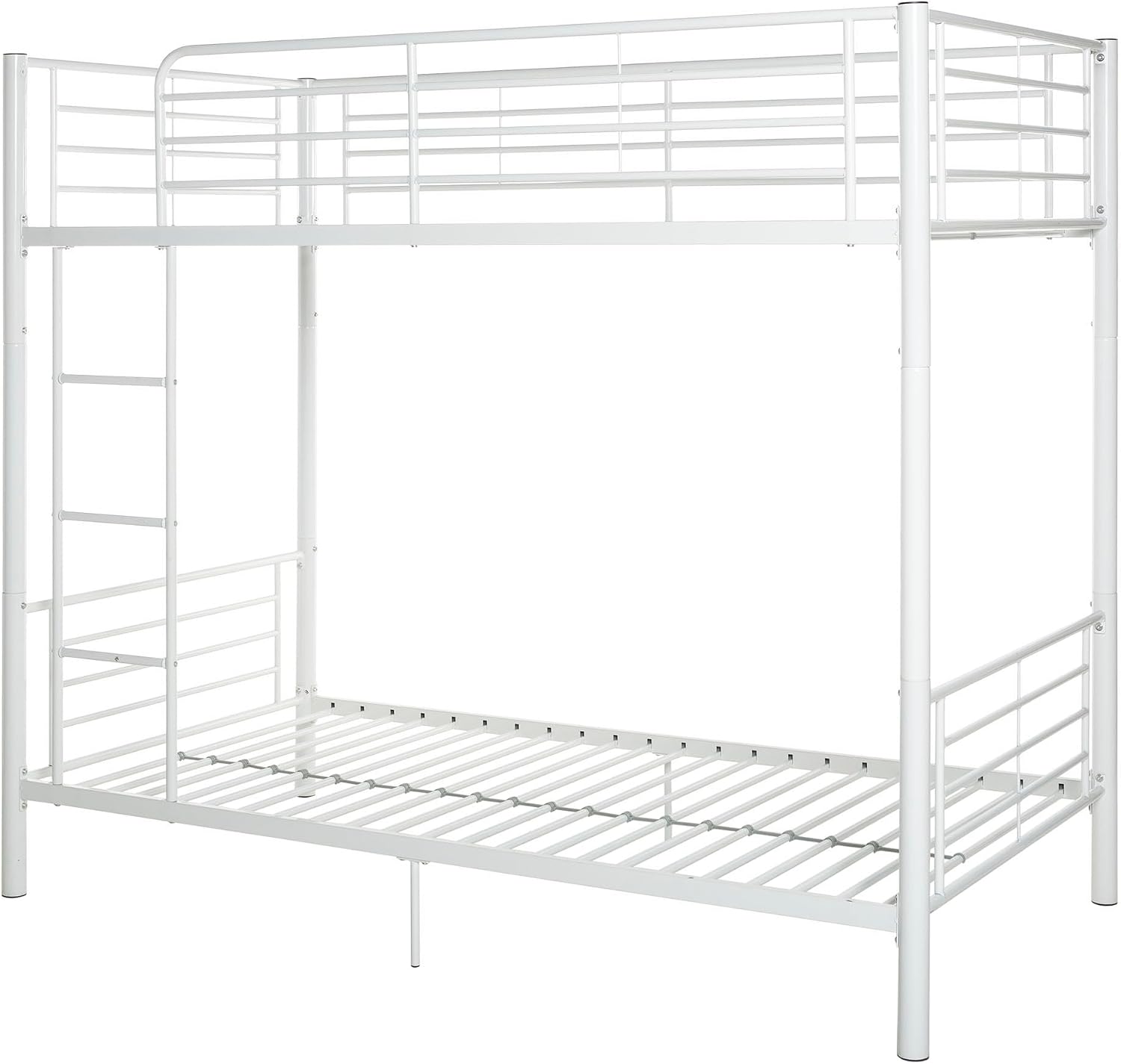 Walker Edison Elodie Urban Industrial Twin Over Twin Metal Bunk Bed, Twin Over Twin, White