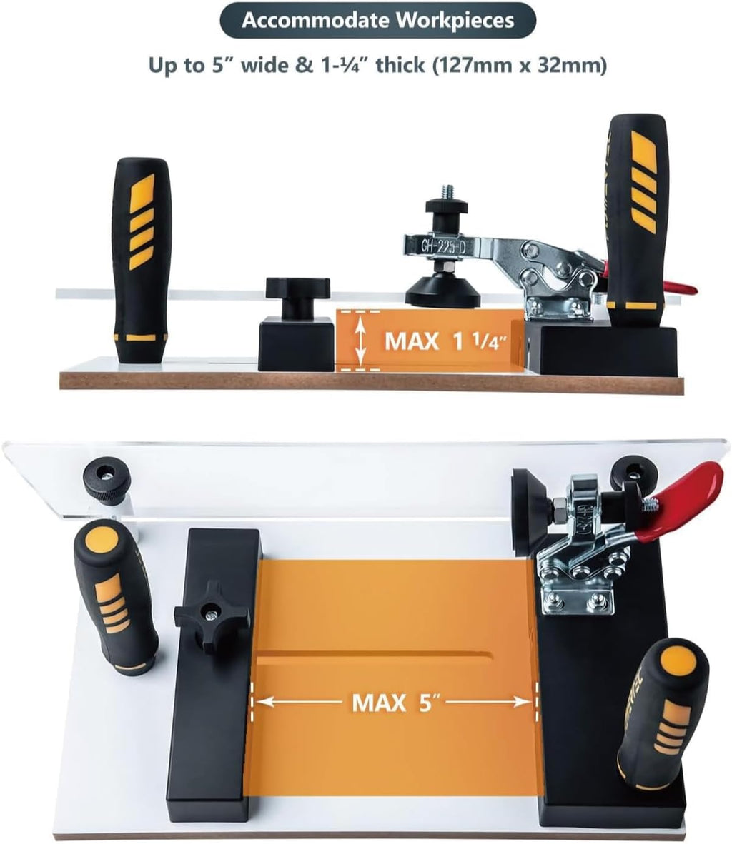 POWERTEC Router Table Fence System 3-3/8' Tall 24' Long w/Rail Coping Sled, Cutting Rail for End Grain Cutting Profiles. Ideal for Cabinet Door, Drawer Fronts for Woodworking Tools Jigs (71975)