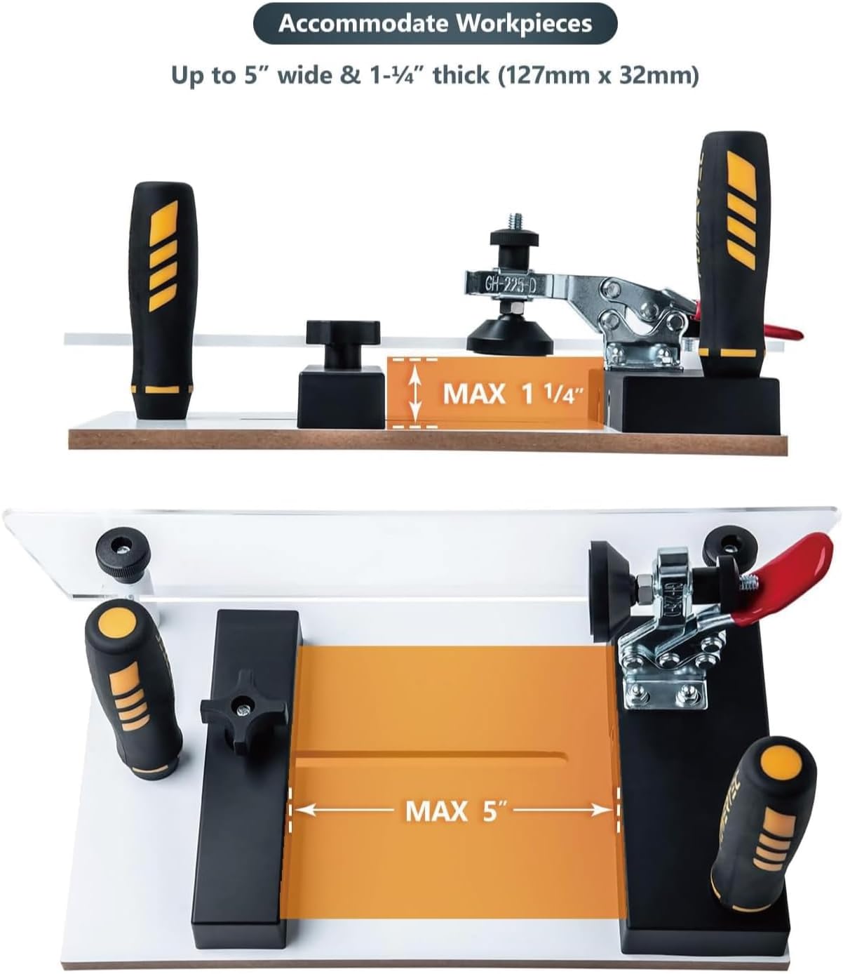 POWERTEC Router Table Fence System 3-3/8' Tall 24' Long w/Rail Coping Sled, Cutting Rail for End Grain Cutting Profiles. Ideal for Cabinet Door, Drawer Fronts for Woodworking Tools Jigs (71975)