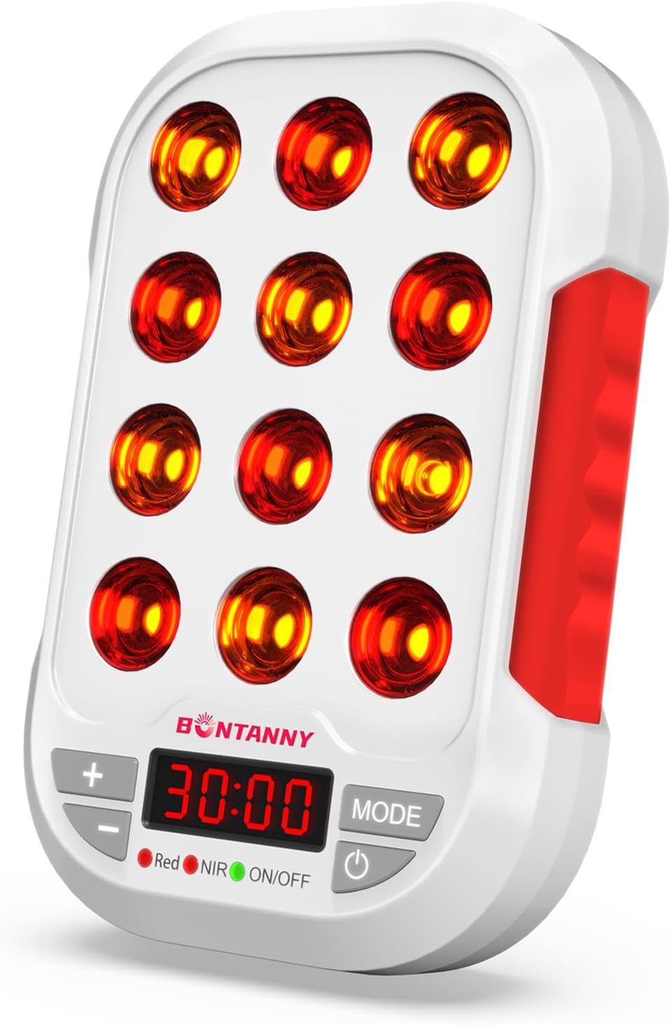 BONTANNY Portable Red Light Therapy, 630/660/810/830/850nm 5 Wavelengths Mini Handheld Red Near Infrared Light, 12 Triple Chip Clinical Grade LEDs, Rechargeable, Travel Case, Timer, for Body, BO-60