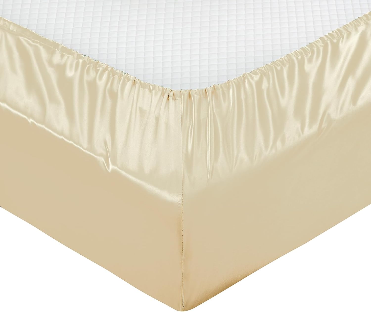 Twin XL Size 4-Piece Sheet Set Premium Mulberry Silk Bed Sheets Set Fits 14-16' Deep Pocket - Luxurious Soft Silk (Solid, Beige)