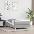 Twin Bed Frame Light Gray Upholstered Fabric Platform Bedframe Modern Design Space-Saving for Small Bedroom and Guest Room