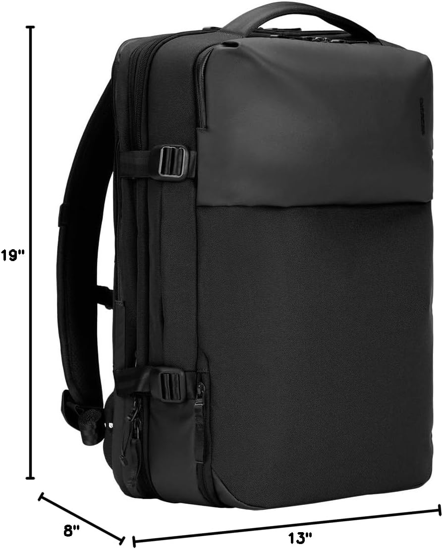 Incase A.R.C. Travel Backpack 38L – Expandable Carry On Luggage, Fits up to 17' Laptop – Butterfly Opening, Quick Access Pocket, Shoe Storage – Airplane Travel Essentials, Weekend Bag – Black