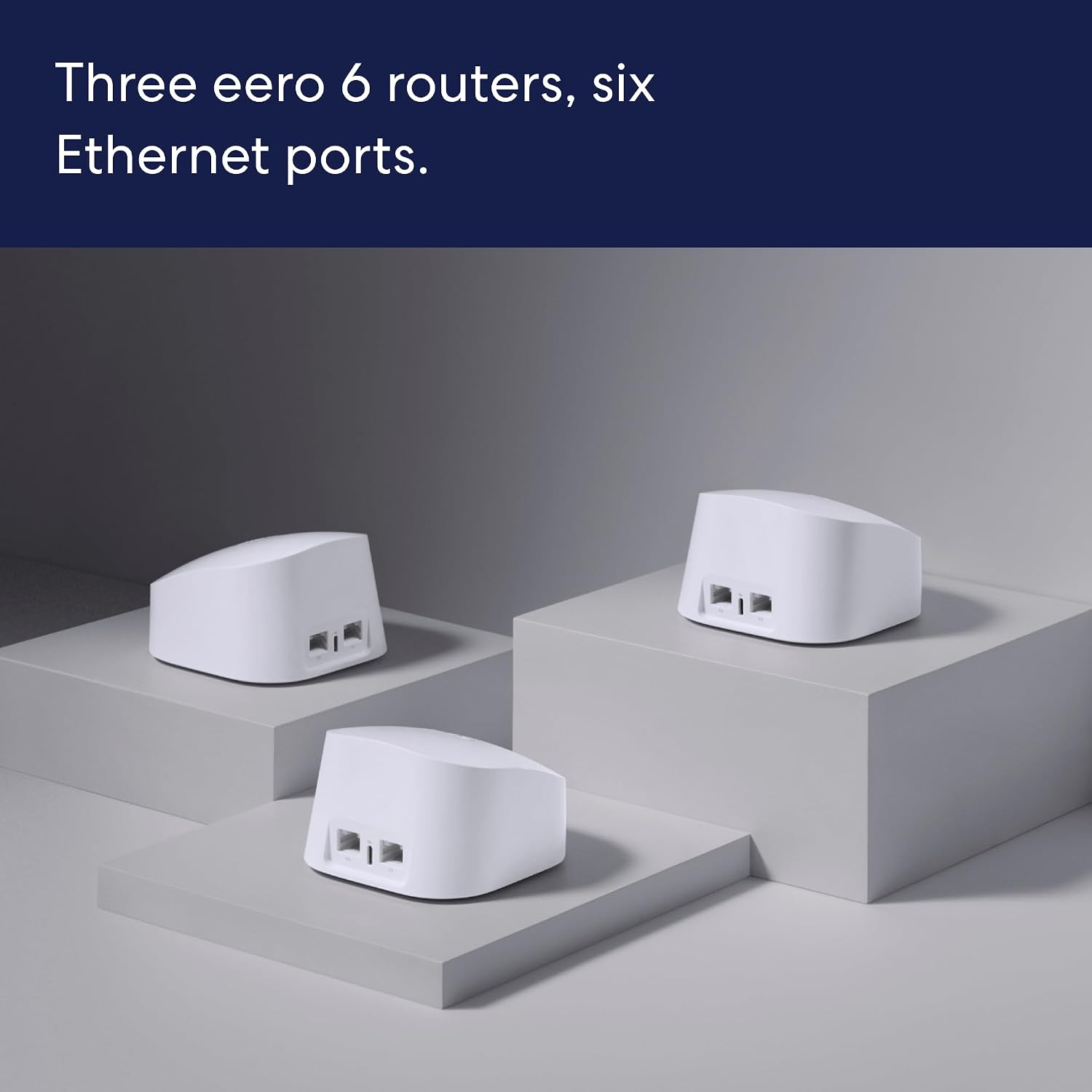 Amazon eero 6 mesh wifi system - Supports speeds up to 900 mbps, Coverage up to 4,500 sq. ft., Connect 75+ Devices, 3-pack (3 routers)