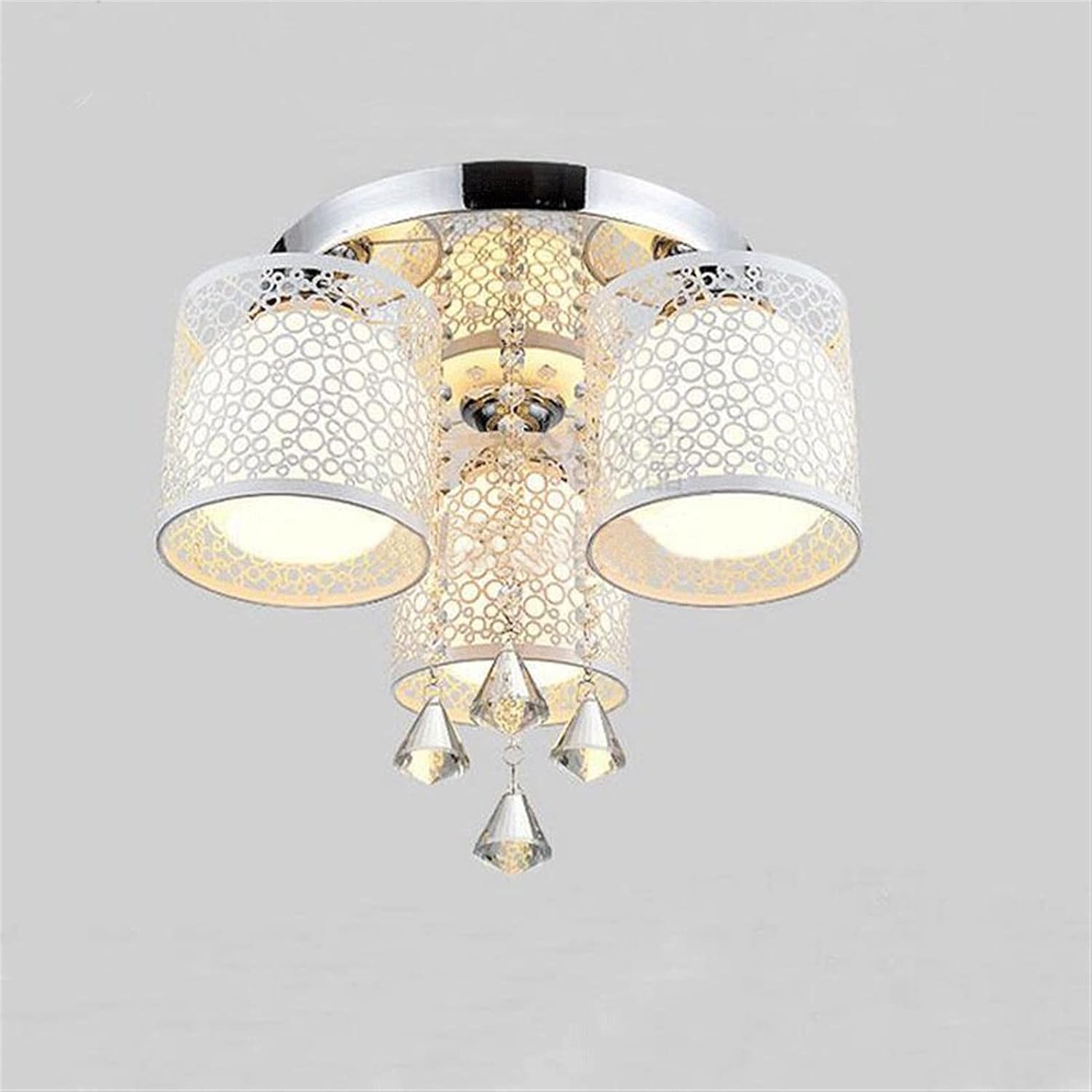 Chandelier, Round LED Crystal Ceiling Light Compatible with Living Room Bedroom Kitchen Indoor Lamp with Remote Controlled Luminaria Home Decoration