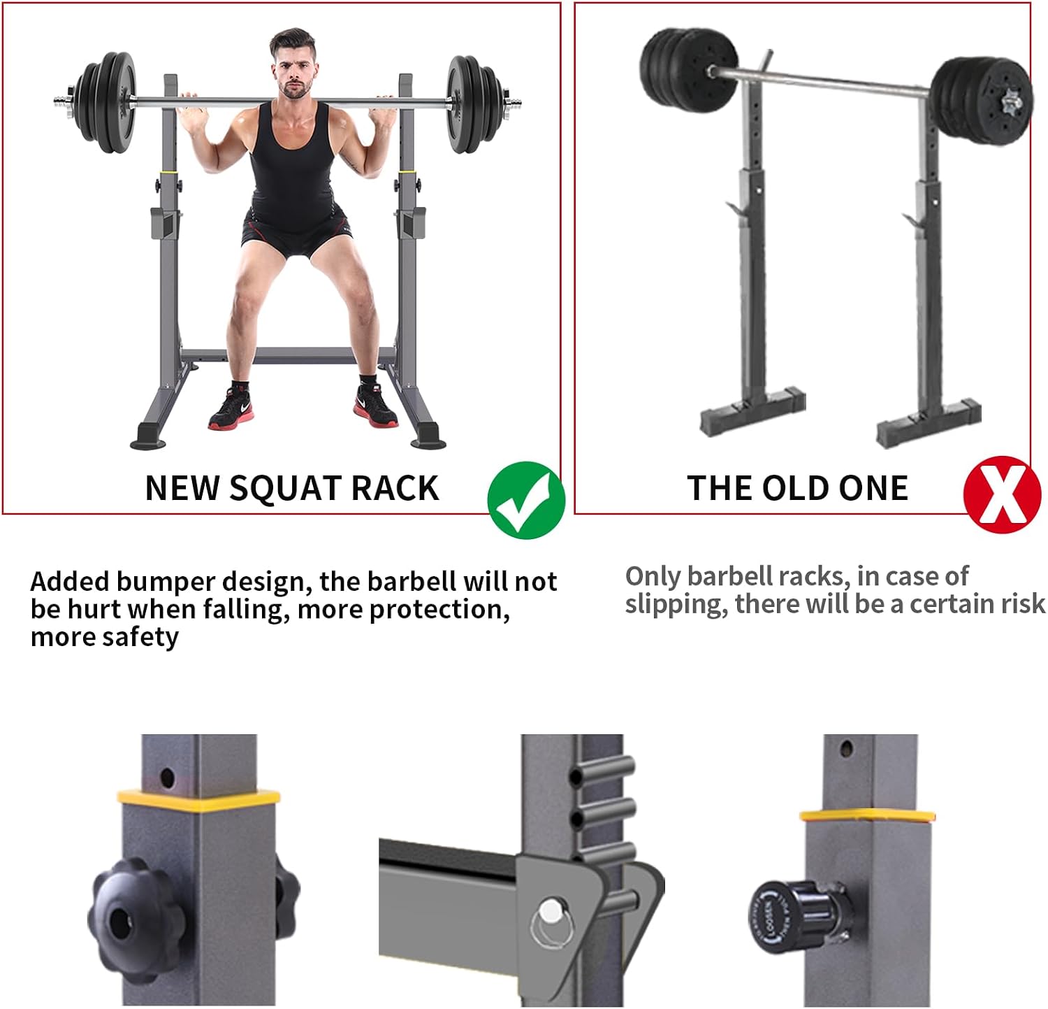 Adjustable Squat Rack,Multi-Function Barbell Rack for Weight Lifting and Home Gym Fitness Workout Portable Squat Bench Press