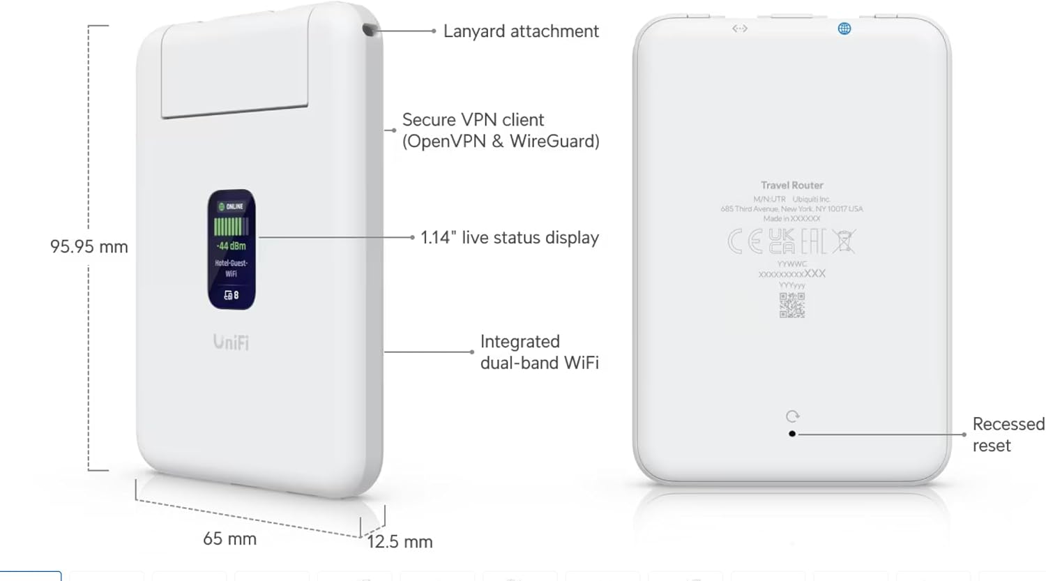 Ubiquiti UniFi UTR Travel Router (Power Adapter NOT Included), Ultra-Slim