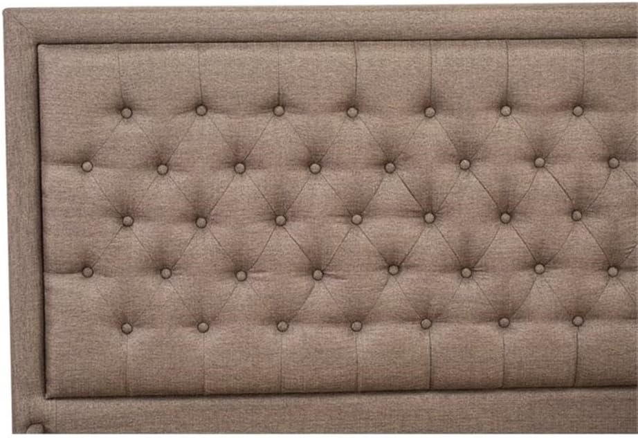 East West Furniture KD18F-1HI0M 2 Piece Wooden Bedroom Set - 1 Modern Bed Frame Brown Linen Fabric Padded and Button Tufted Headboard with 1 Nightstand Bedroom - Antique Mahogany Finish Nightstand
