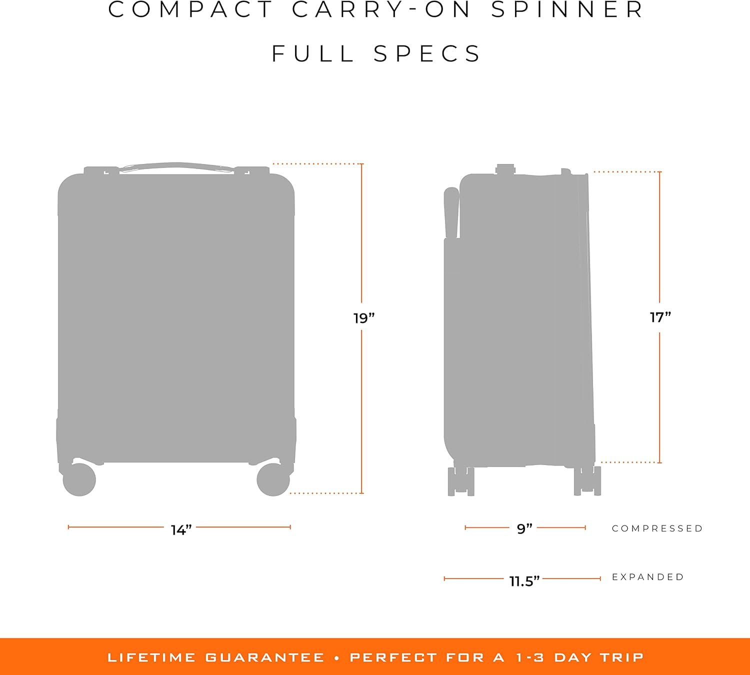 Briggs & Riley Compact 19' Carry-On Expandable Spinner - Carry On Luggage for Travel, Suitcases with Wheels, Softside Rolling Bag for Men & Women, Garment Panels - Baseline Collection, Black