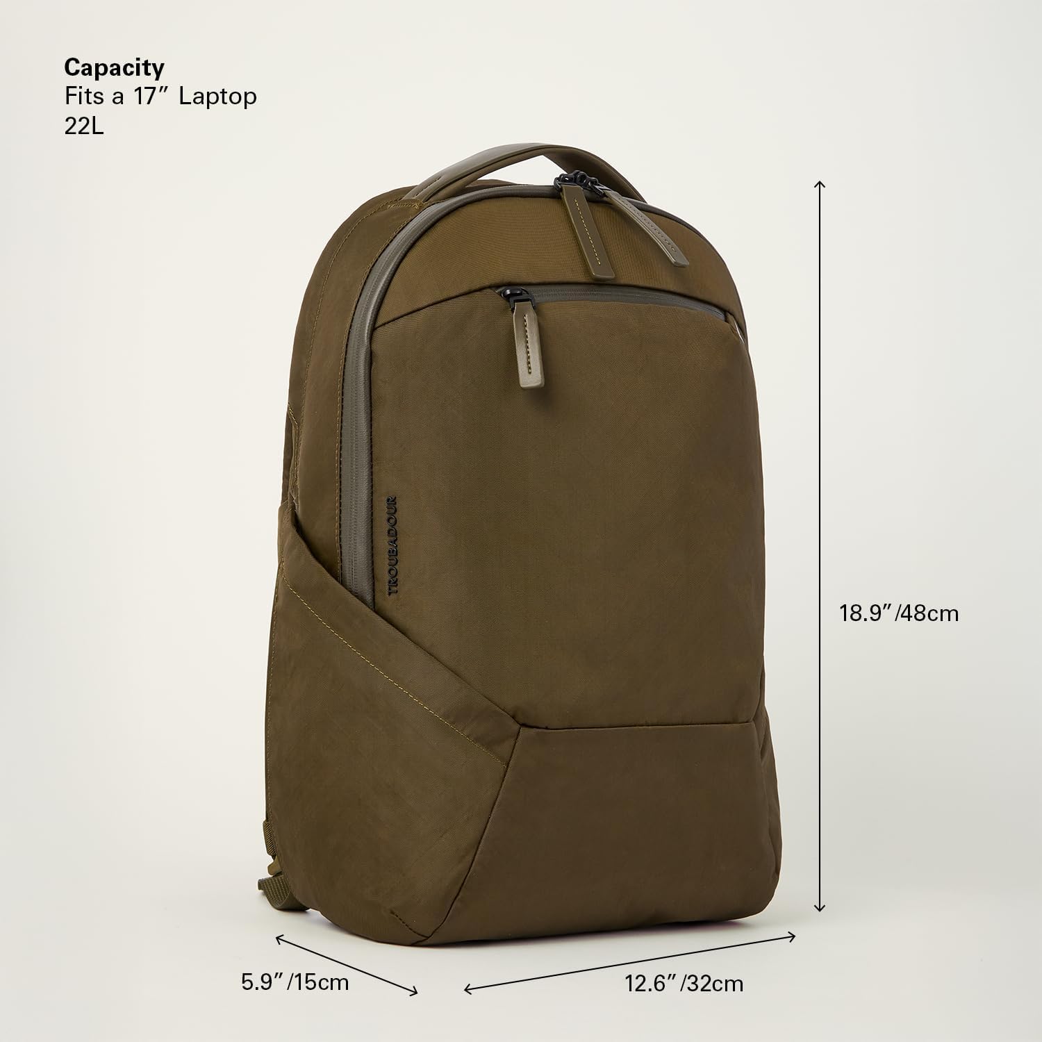 Troubadour Apex Backpack 4.0 EPX Edition - Ultra-Durable 22L Laptop Backpack with Recycled EPX Fabric, Fits 17' Laptop - Lightweight, Travel & Work Backpack – Olive