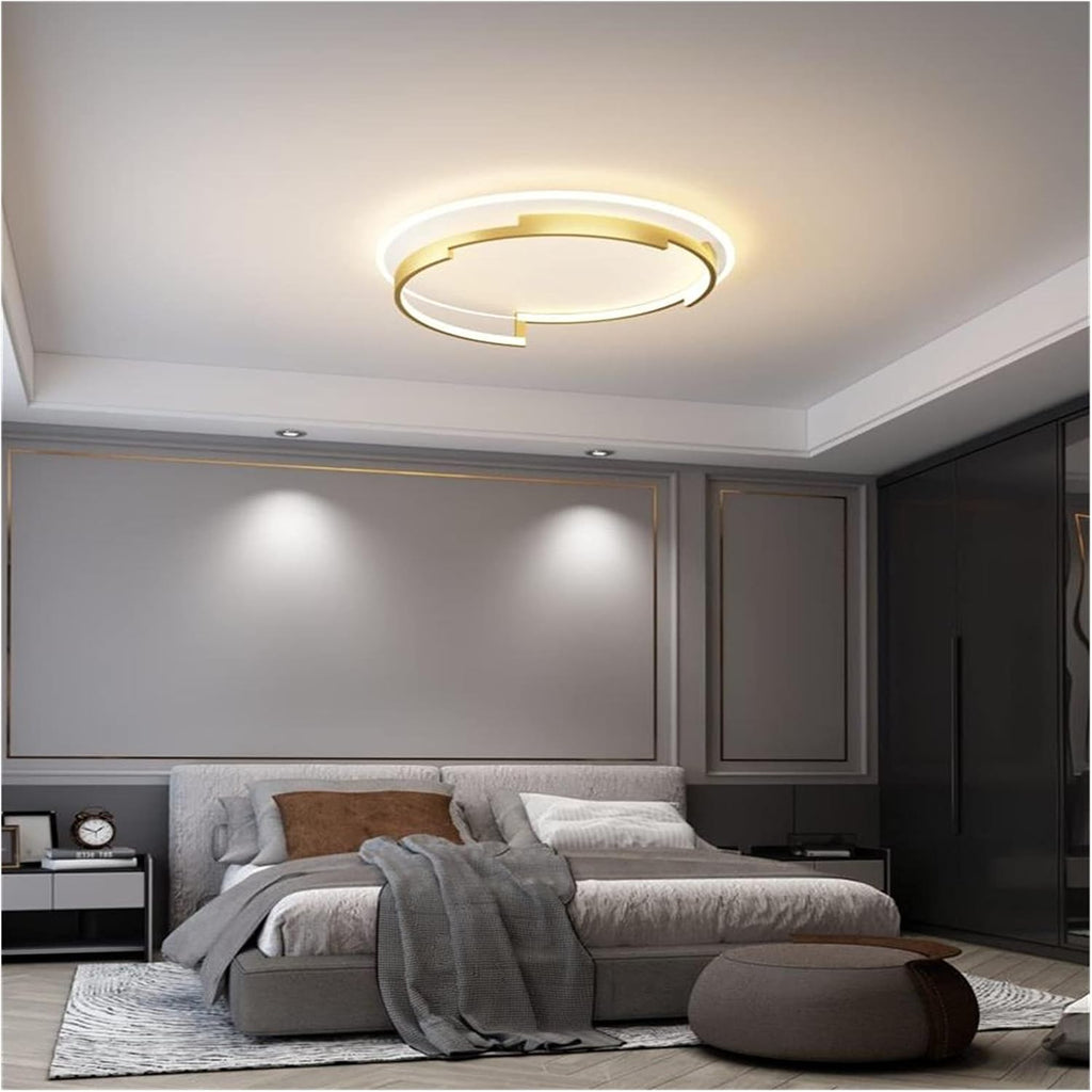 LED Ceiling Light for Bedroom Study Room Luminarias para Teto Led Lights for Home Round Lighting Fixture Modern (Color : Gold, Size : S-40cm)