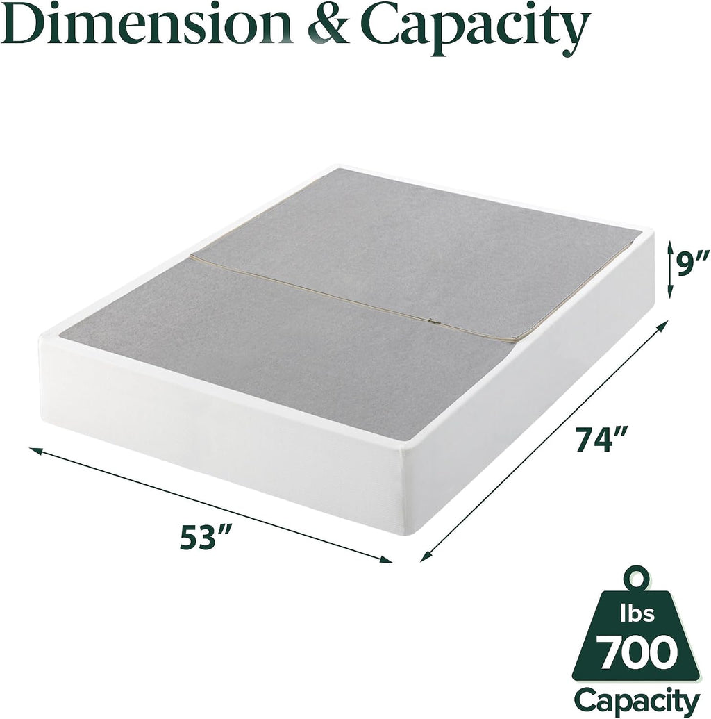 Zinus Jayanna 9 Inch High Profile BiFold Box Spring / Folding Mattress Foundation / Strong Steel Structure / No Assembly Required, Full