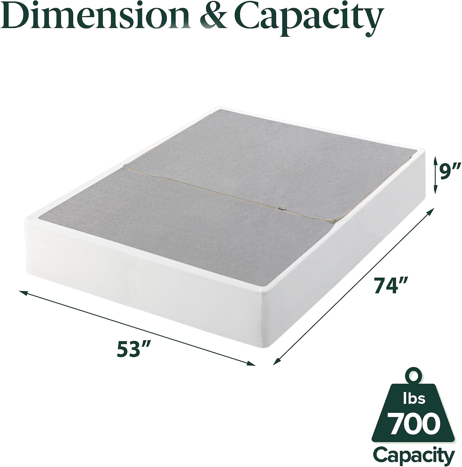 Zinus Jayanna 9 Inch High Profile BiFold Box Spring / Folding Mattress Foundation / Strong Steel Structure / No Assembly Required, Full