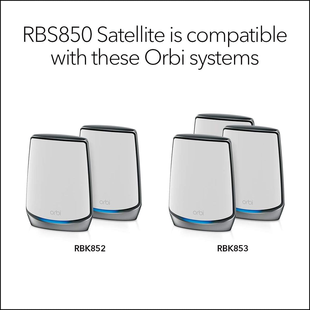 NETGEAR Orbi Whole Home Mesh WiFi 6 Satellite (RBS850) - Adds up to 2,500 sq. ft. Coverage, AX6000 (Up to 6Gbps)