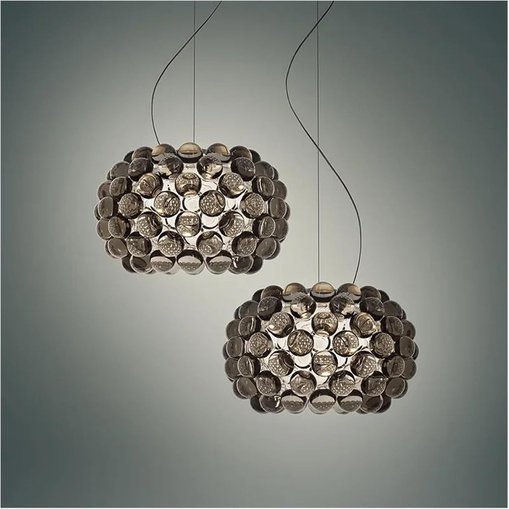 Chandelier, Nordic Foscarini Caboche LED Pendant Light Acrylic Ball Hanging Chandeliers Living Room Restaurant Decor Art Classical Luminaria(Warm,Amber_Dia 35CM)