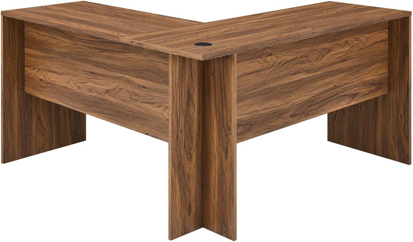 Modway Envision Mid-Century Modern, Desk and File Cabinet Set, Walnut White
