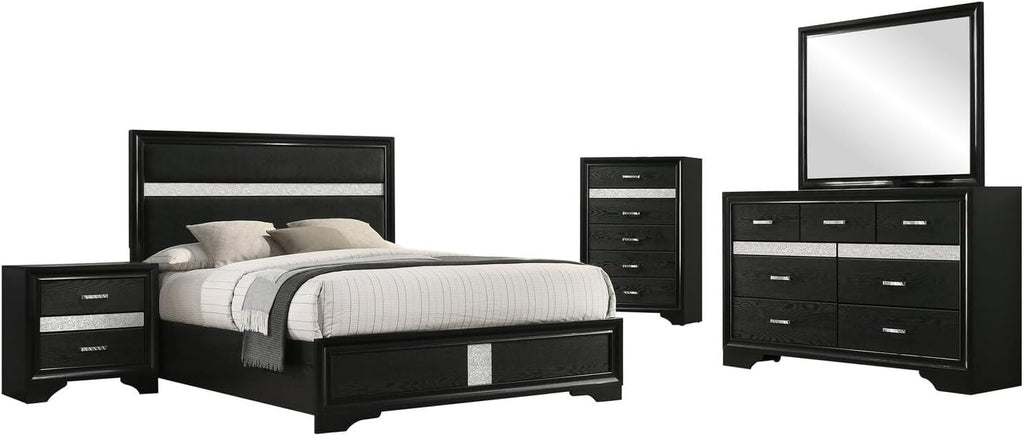 HomeStock French Fabulous 5-Piece Full Bedroom Set Black