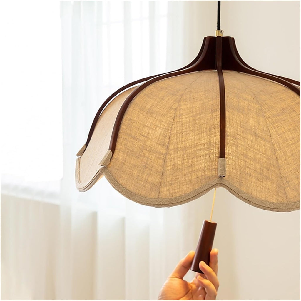 Chinese Style Wood Led Fabric Pendant Lights Dining Room Drop Chandelier Home Decor Led Lamparas Bedroom Luminarias