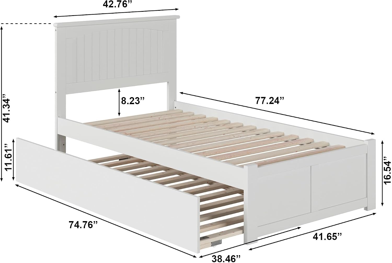 AFI, Nantucket Twin Platform Bed with Footboard & Twin Trundle, White