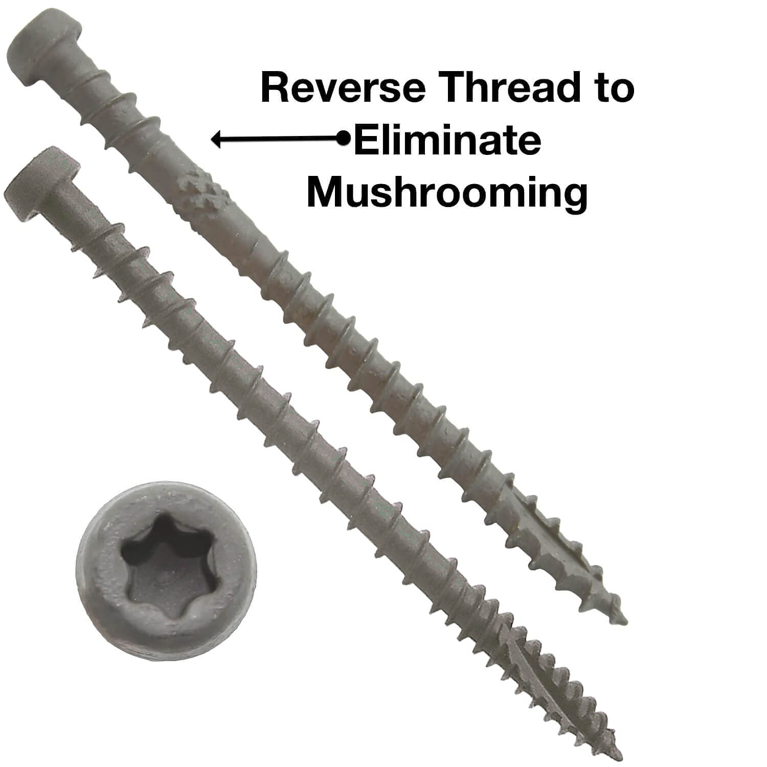 Jake Sales #10 x 2-3/4' Gray Colored Composite Decking Wood Screw with Torx/Star Drive Head - Exterior Coated - ACQ Lumber Compatible - 22 POUNDS ~1,750 Screws