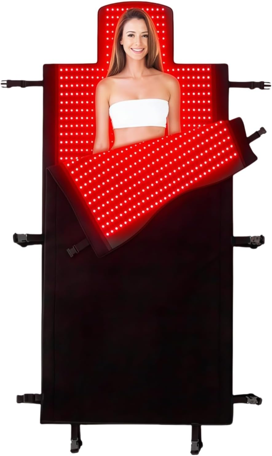 2026 Upgraded Dual Wavelength LED Beads 660nm&850nm Red Light Therapy Blanket Full Body, Used to Face and Body Pain Relief Skin Health Personal Care, 75' x 34'' (Black)